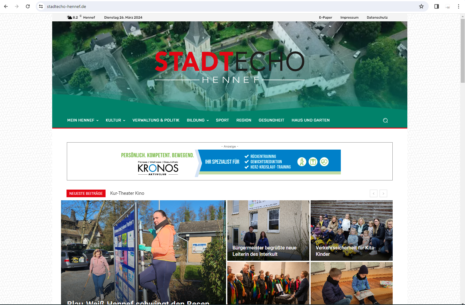 Webseite Stadtecho Hennef Startseite