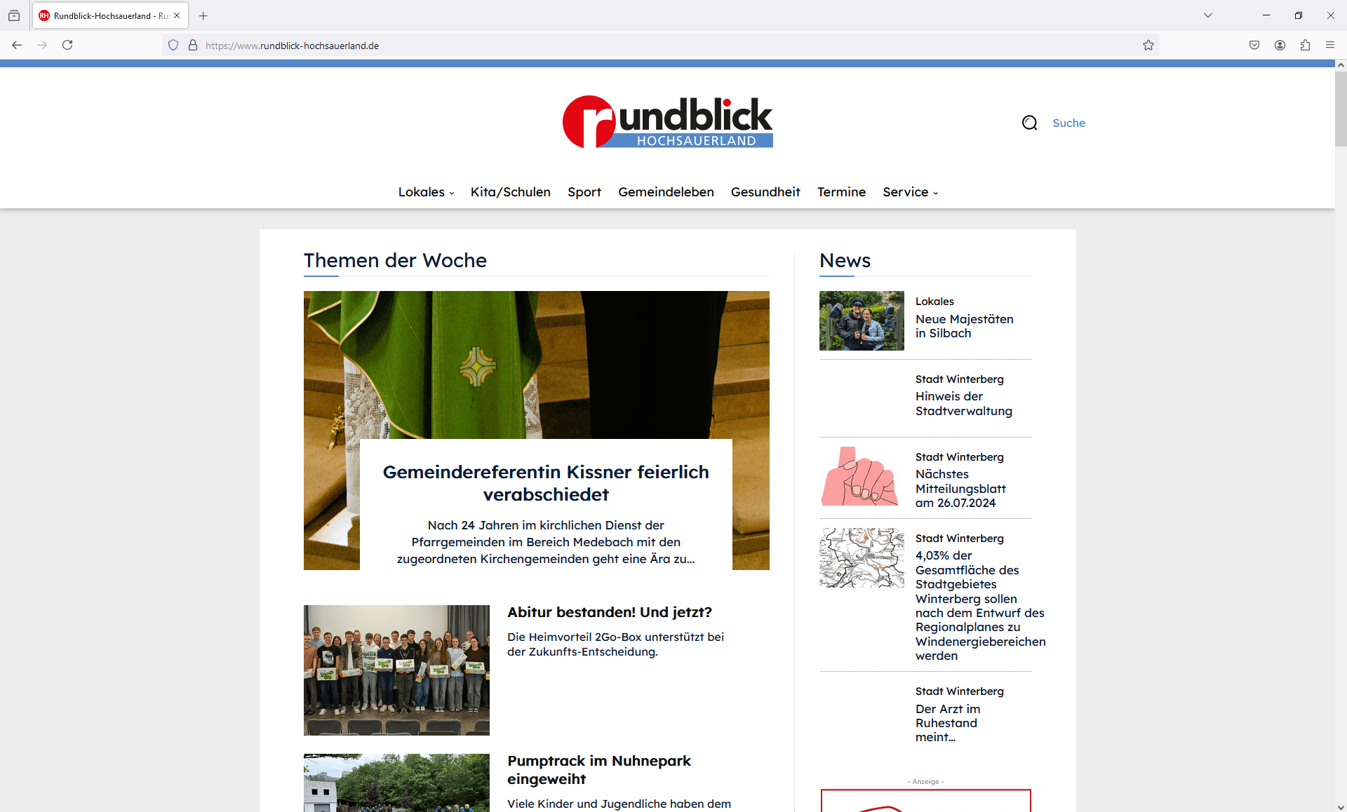 Webseite Rundblick Hochsauerland Startseite